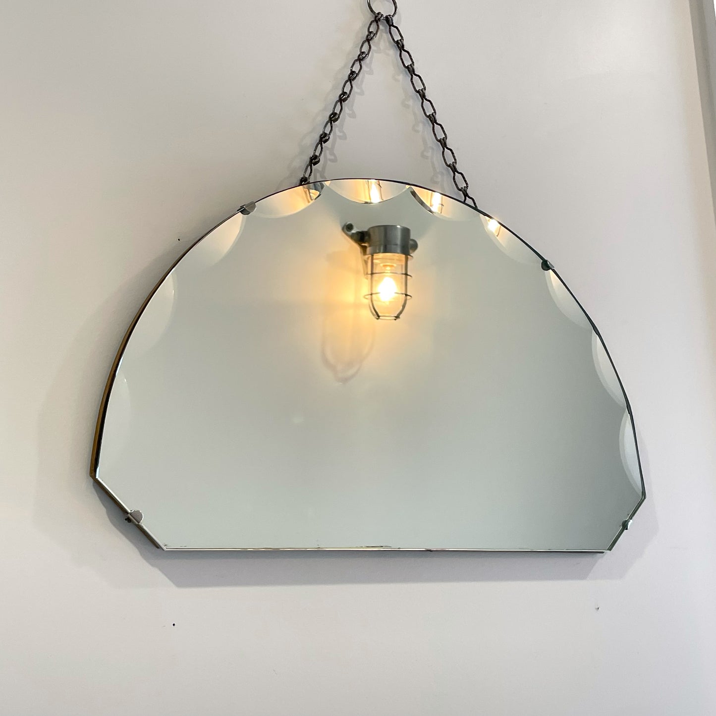 Over the rainbow mirror - Art deco mirror with arched shape and scalloped beveled