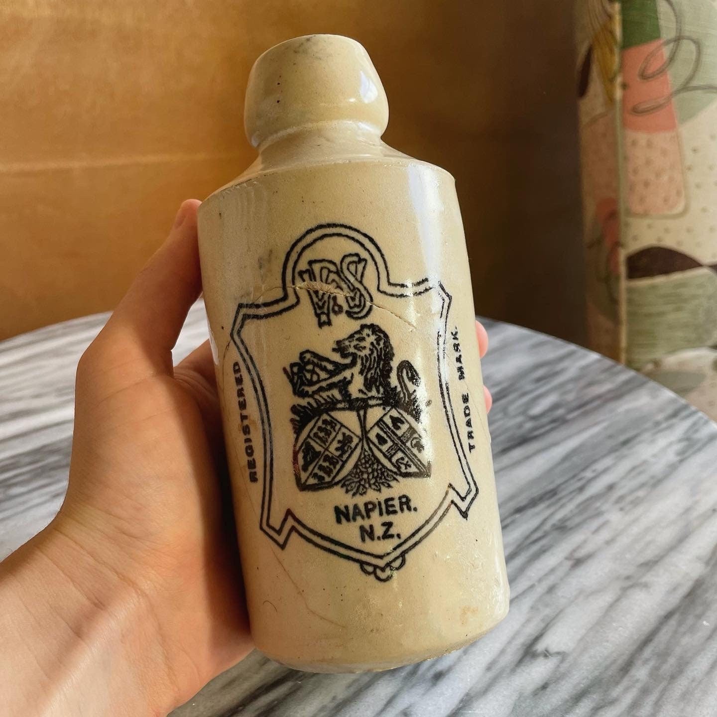 Antique Napier, New Zealand stamped Stoneware bottle