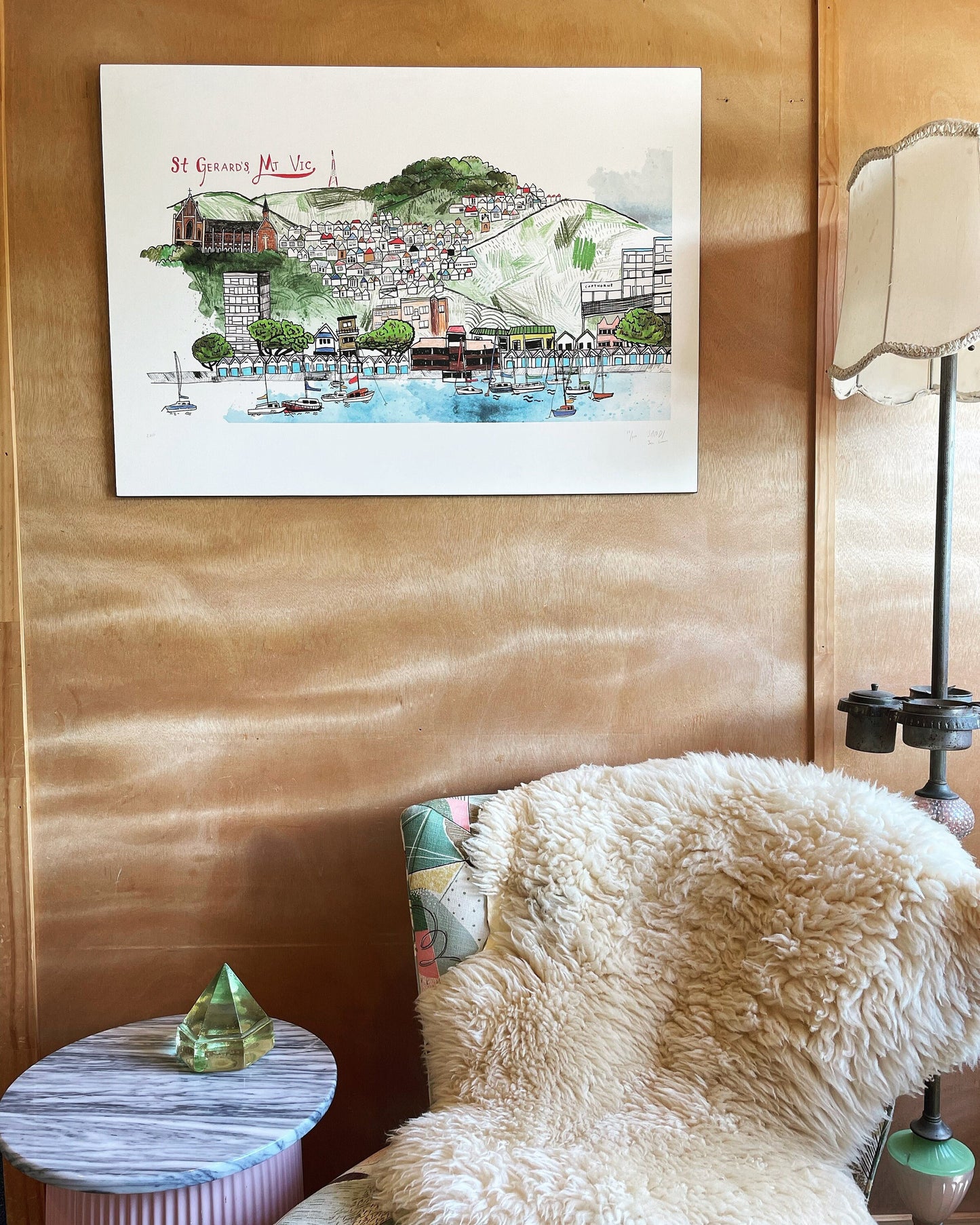 Extra large signed St Gerards, Mount Vic art print / Wellington New Zealand watercolor / Oriental bay artwork