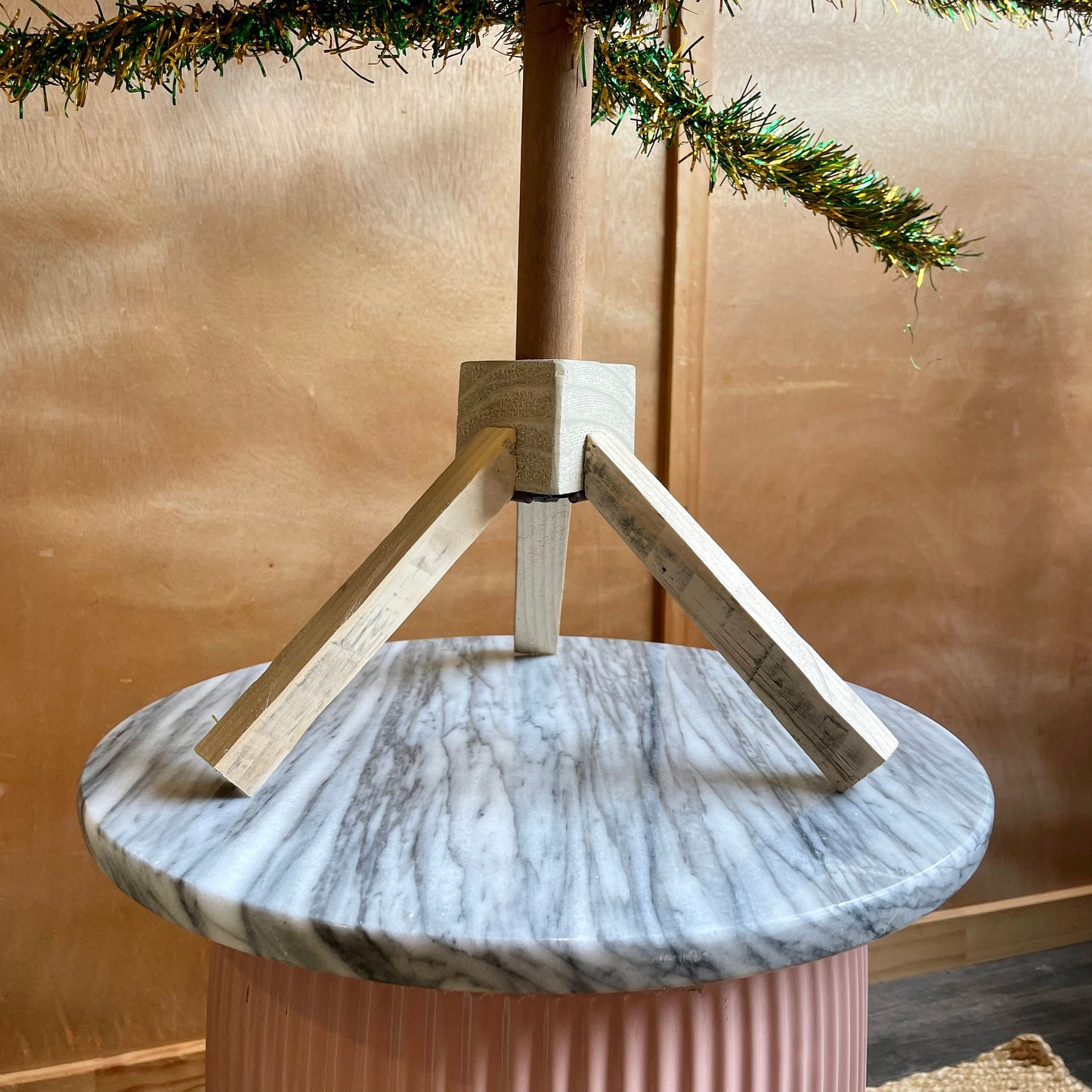 MCM vintage Christmas tree - gold and green retro xmas tree