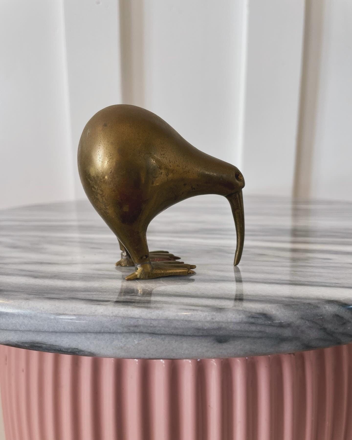 Midcentury modern brass kiwi - New Zealand kiwi bird figurine - metal