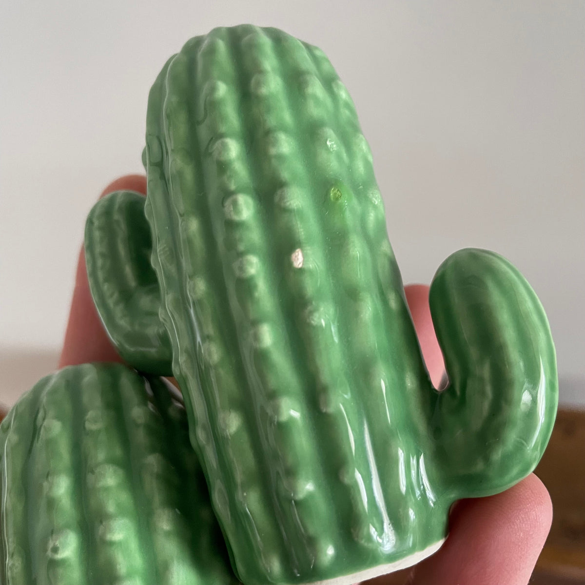 Kitschy Cactus - retro pair of ceramic saguaro cactus salt and pepper shakers