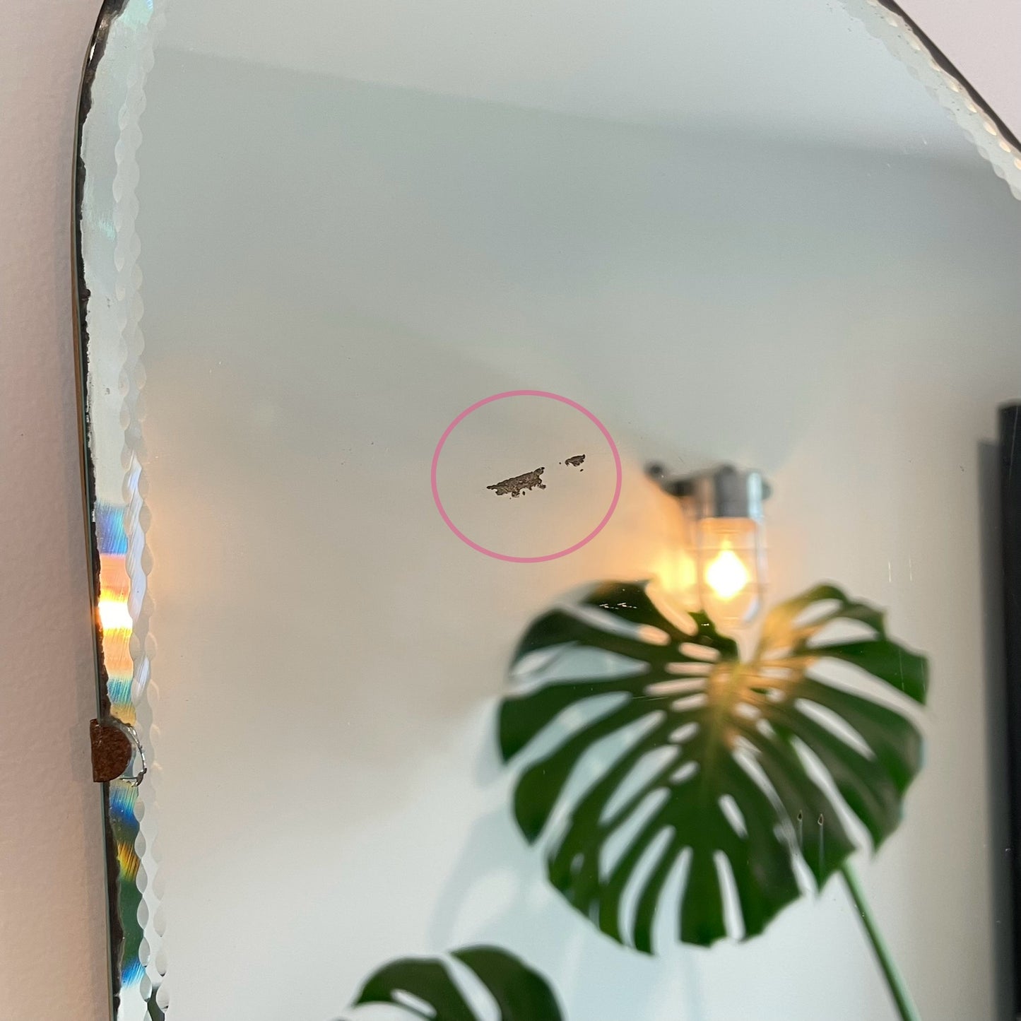 Vintage asymmetrical mirror - irregular shaped antique mirror