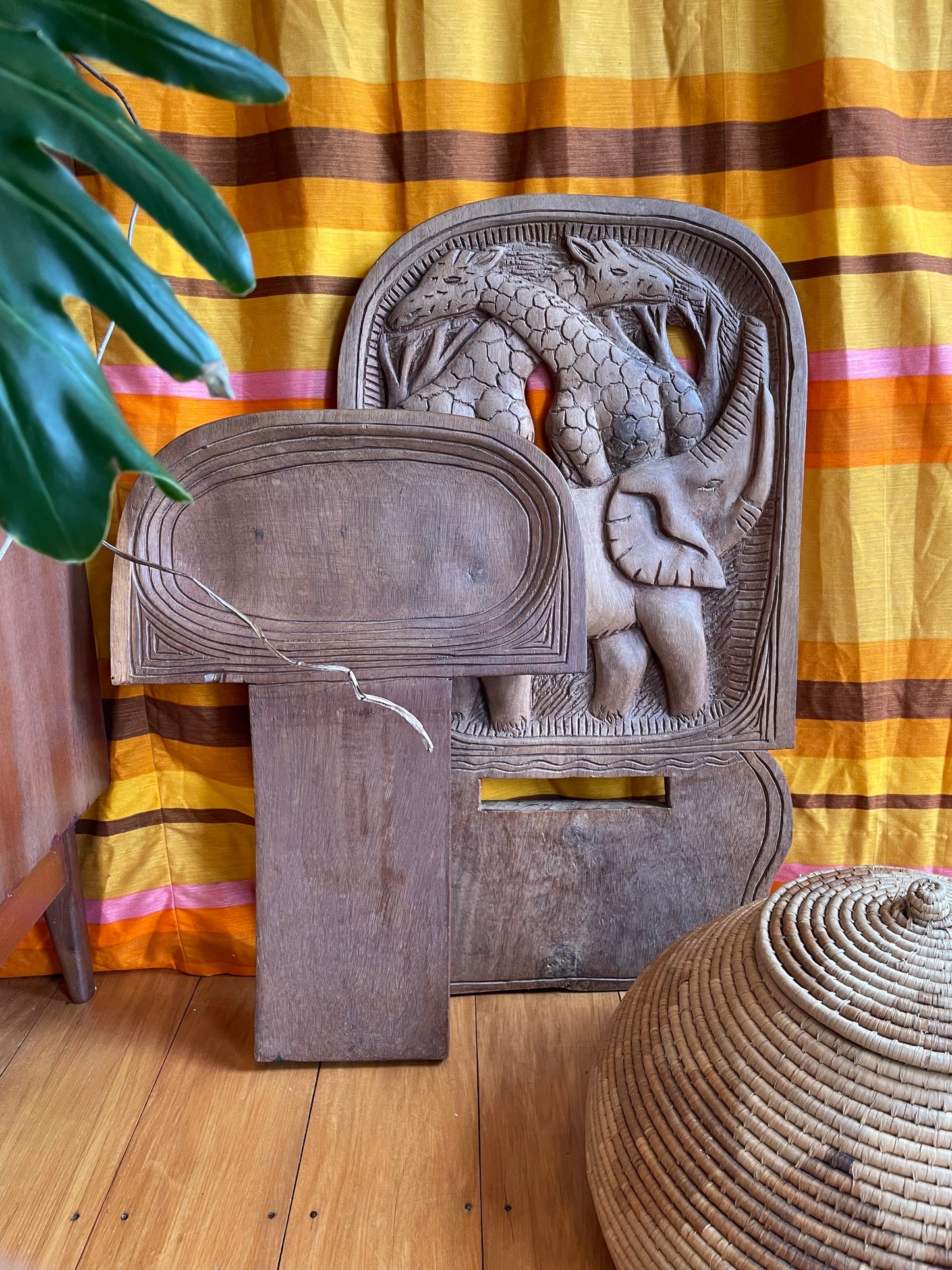 Vintage miniature wooden chair from Africa - traditional hand-carved birthing chair