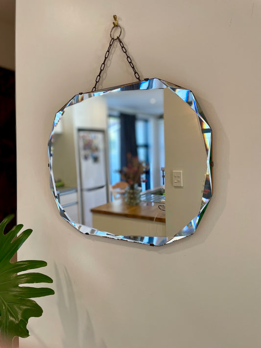 12 sided antique mirror with beveled edges - frameless Art deco mirrors
