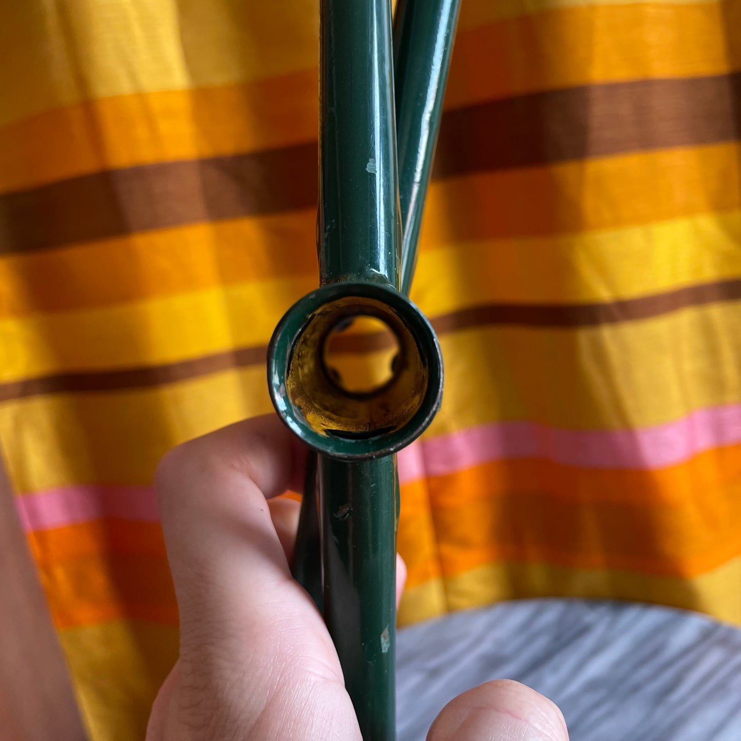 Vintage metal Christmas Tree Stand / green collapsible Xmas tree stand