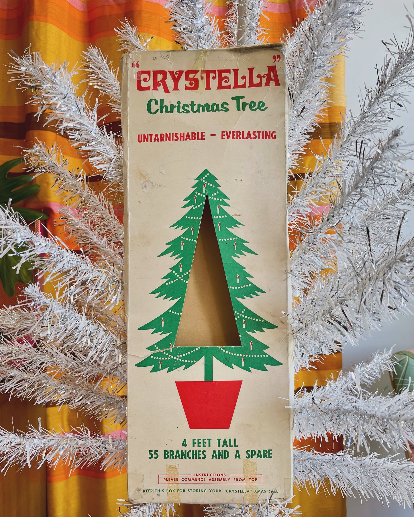 Swan Lake - feathery silver and white vintage 4 foot Christmas tree - midcentury modern tinsel xmas tree