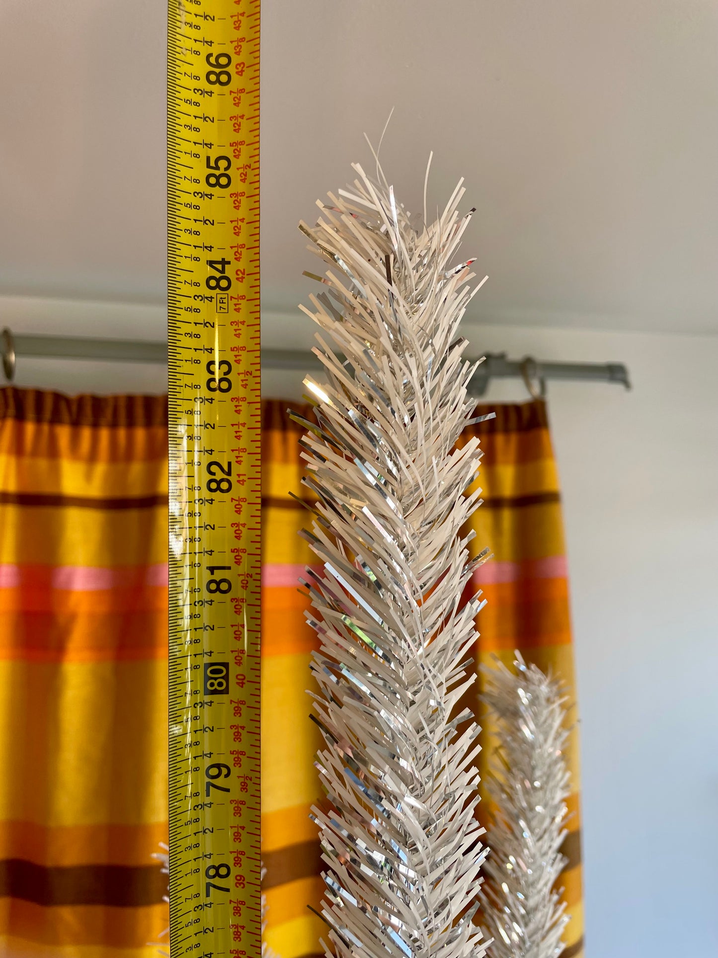 Fairy light tree - 7 foot Vintage silver & white sparkly Christmas tree - midcentury modern aluminum xmas tree