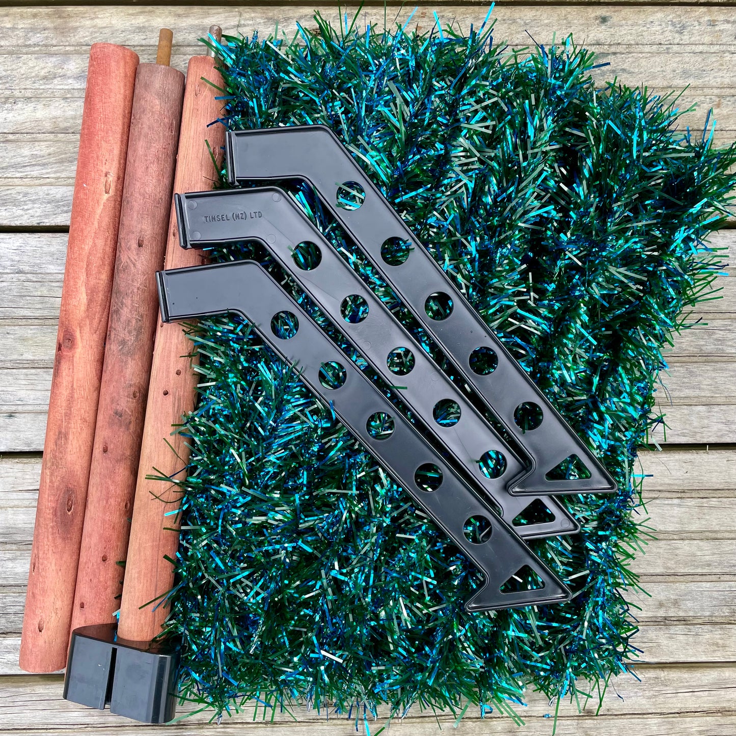 Bourbon Street - Retro blue and green faux Christmas tree - midcentury modern sparkly Xmas tree