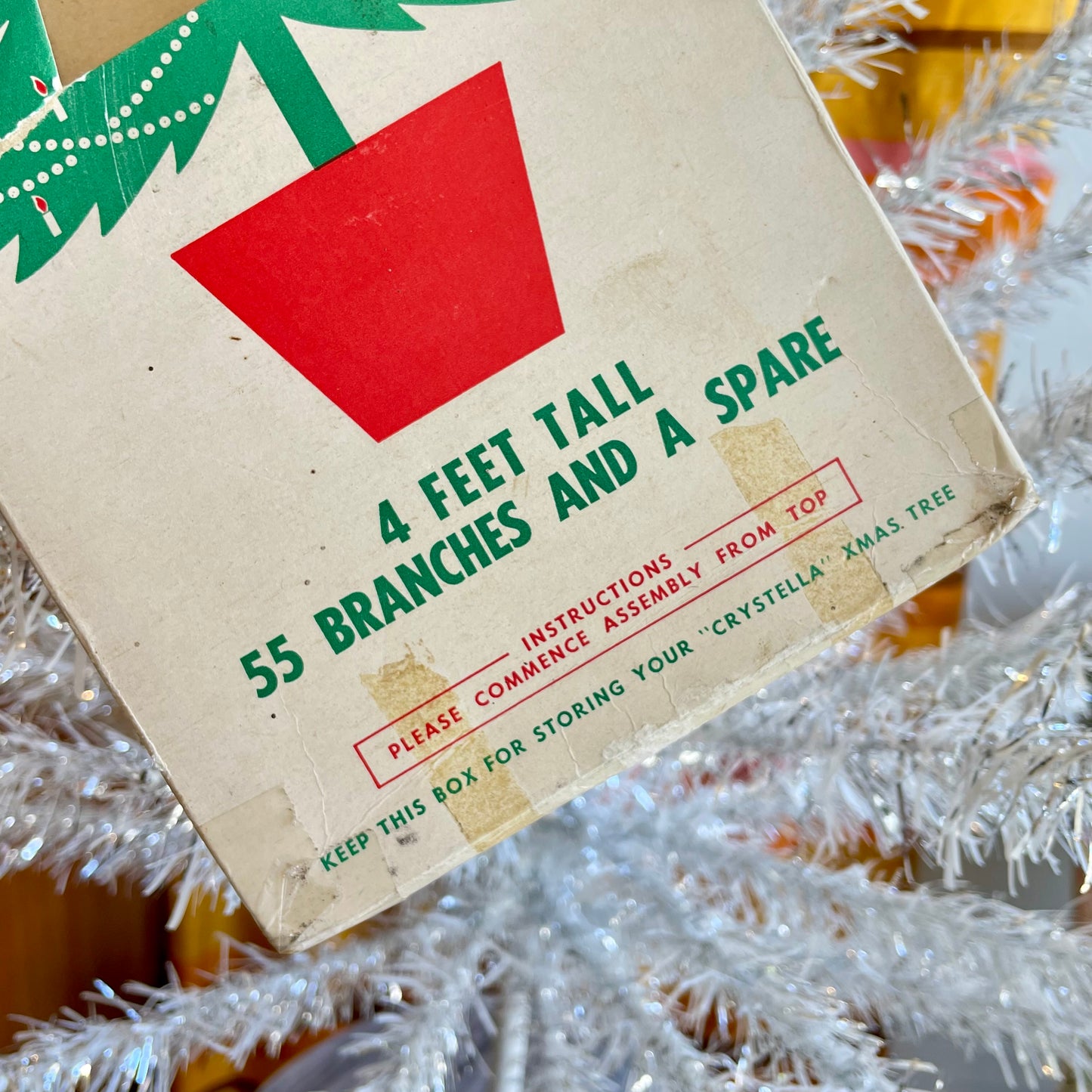 Swan Lake - feathery silver and white vintage 4 foot Christmas tree - midcentury modern tinsel xmas tree