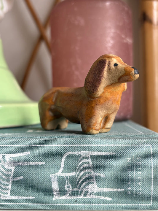 Adorable stoneware dachshund figurine