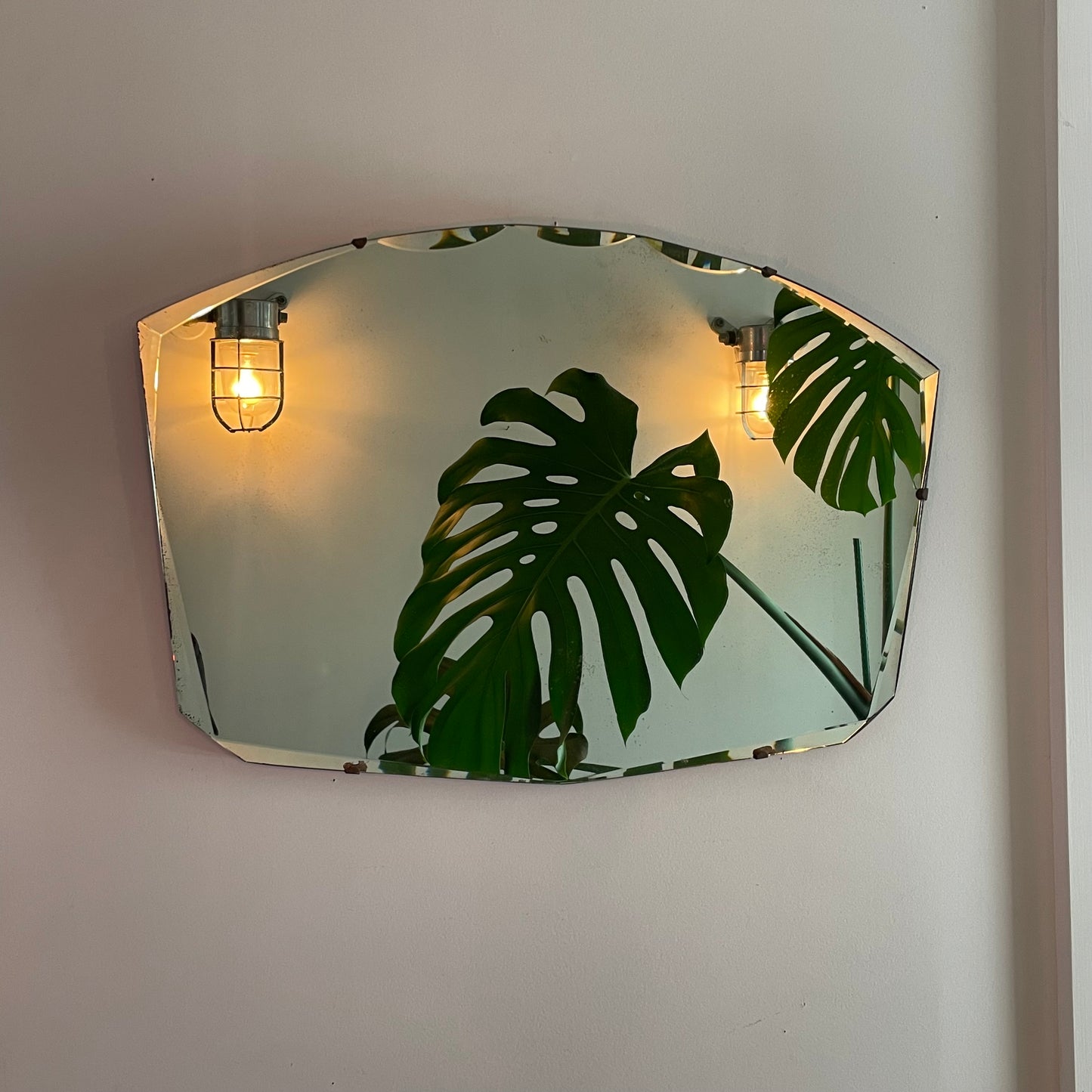 1930s antique art deco frameless mirror