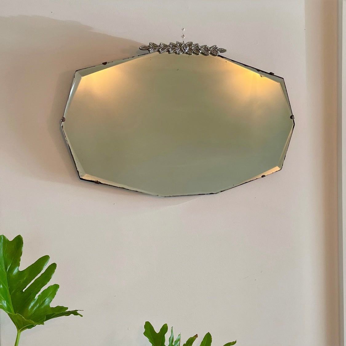 Briar Rose - Art Deco mirror with decorative rose crown metal topper
