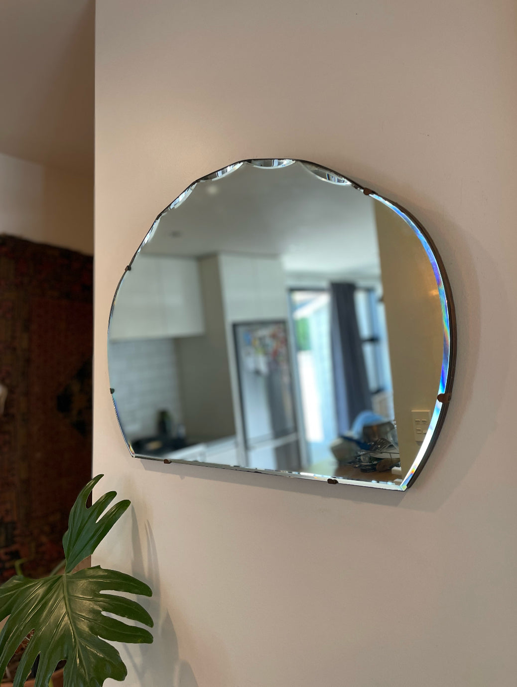 Raincloud mirror - Art Deco mirror with scalloped beveled edges and cloud shape