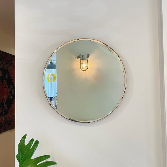 18 inch round antoque mirror with beveled edges