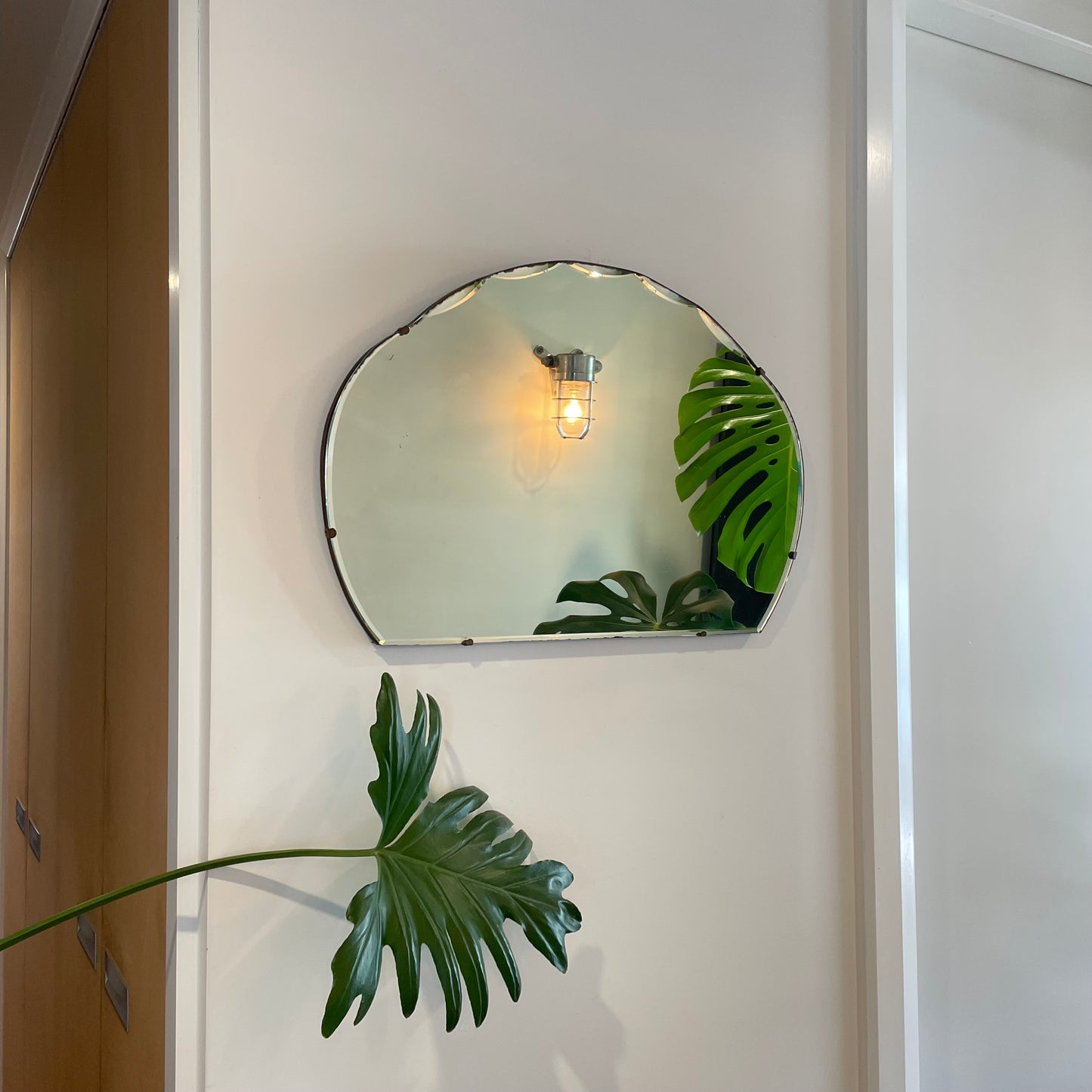 Raincloud mirror - Art Deco mirror with scalloped beveled edges and cloud shape