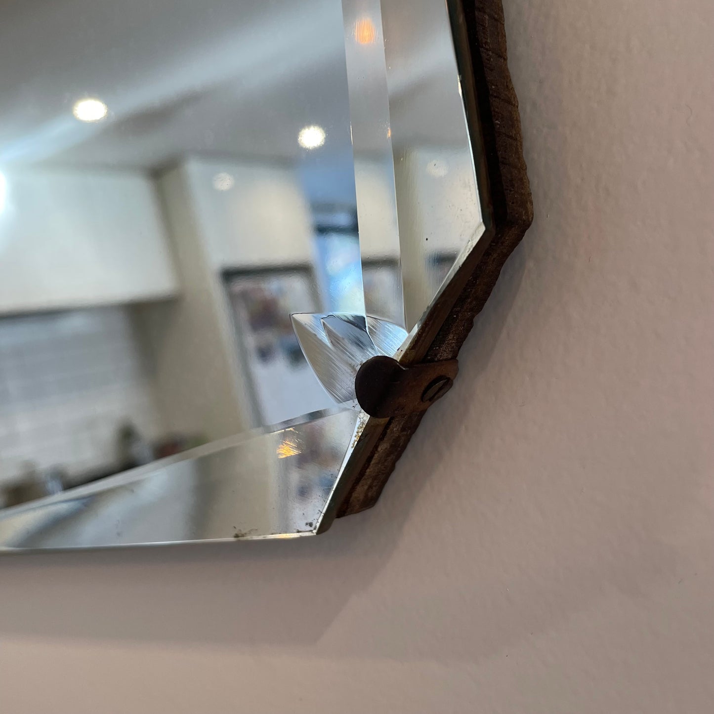 Geometric art deco frameless mirror