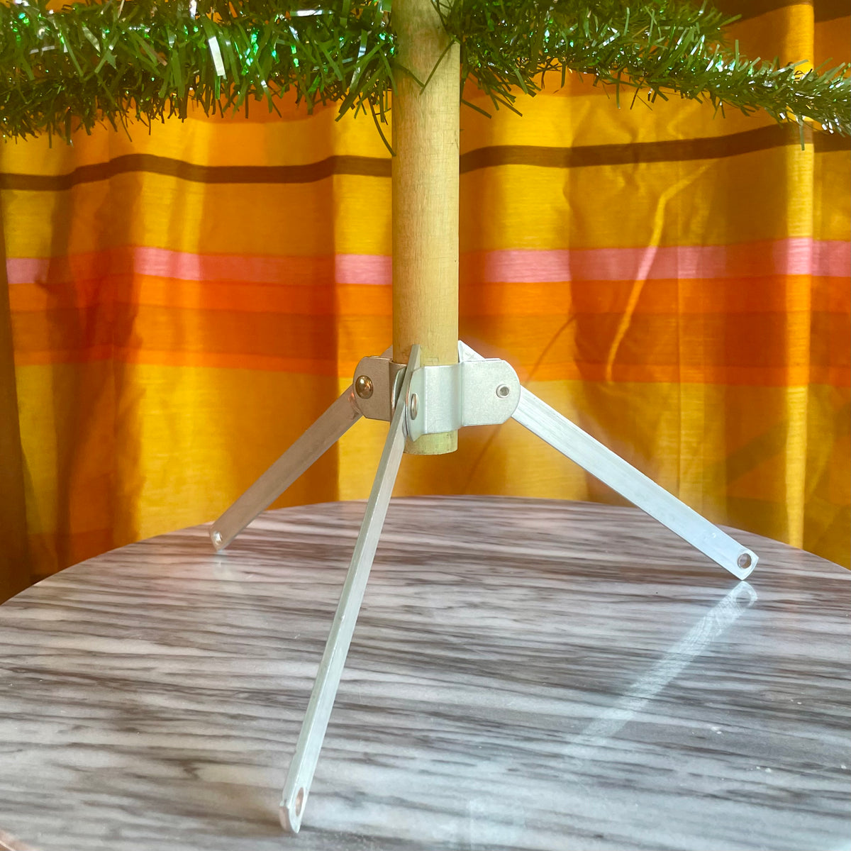Authentic MCM vintage Christmas tree with original box / vintage artificial green tinsel tree