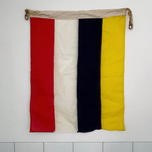Vintage nautical flag from New Zealand - red, white, navy blue and yellow flag