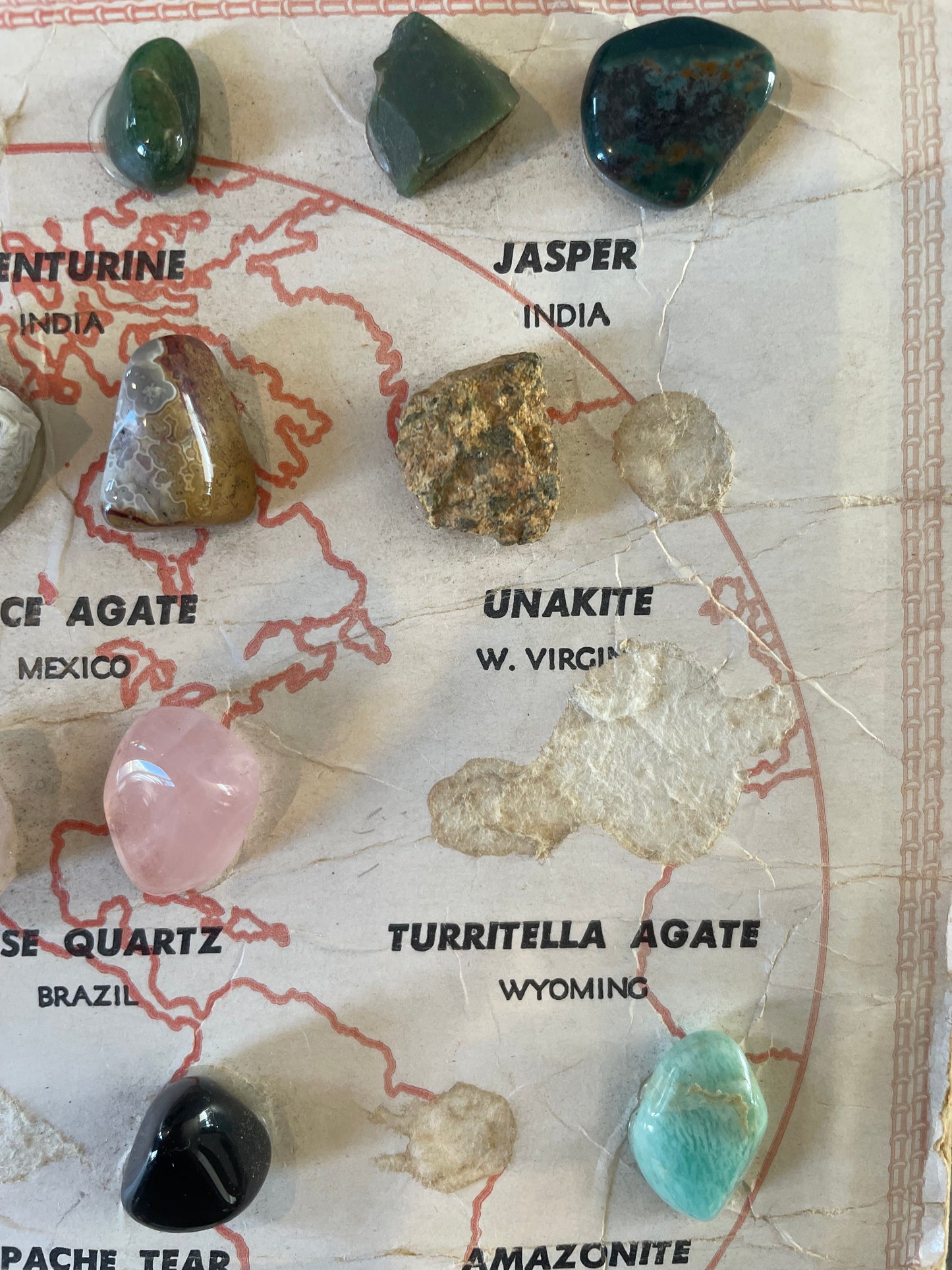 Vintage 1960s Gemstones of the World rock collection - Geology rock specimen sample card