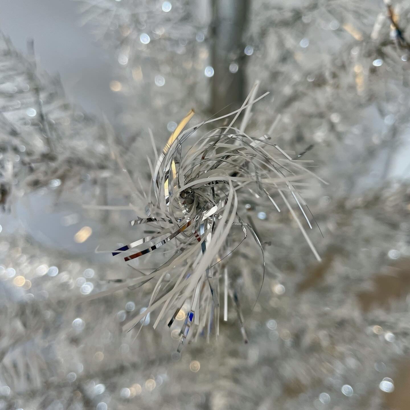 Queen Frostine - 7 foot Vintage silver & white sparkly Christmas tree - midcentury modern aluminum xmas tree