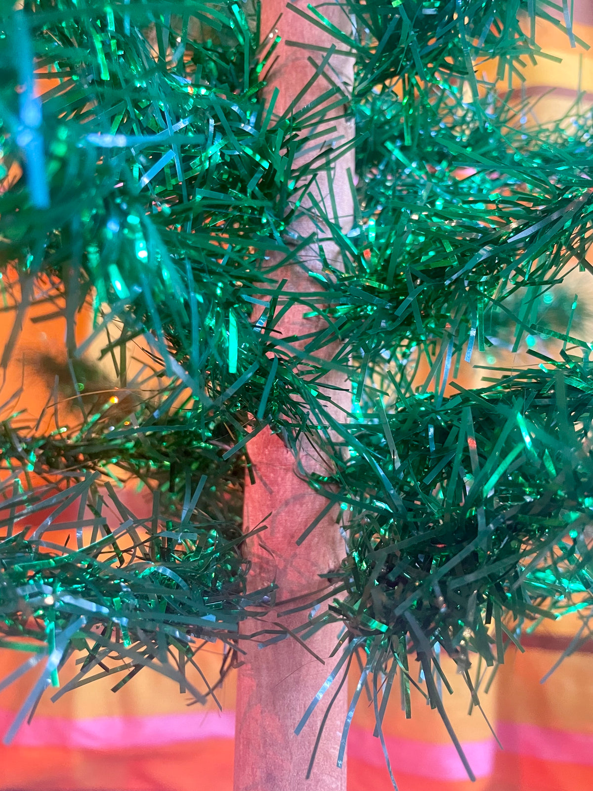 Authentic 6 foot vintage midcentury modern Christmas tree / vintage green tinsel tree