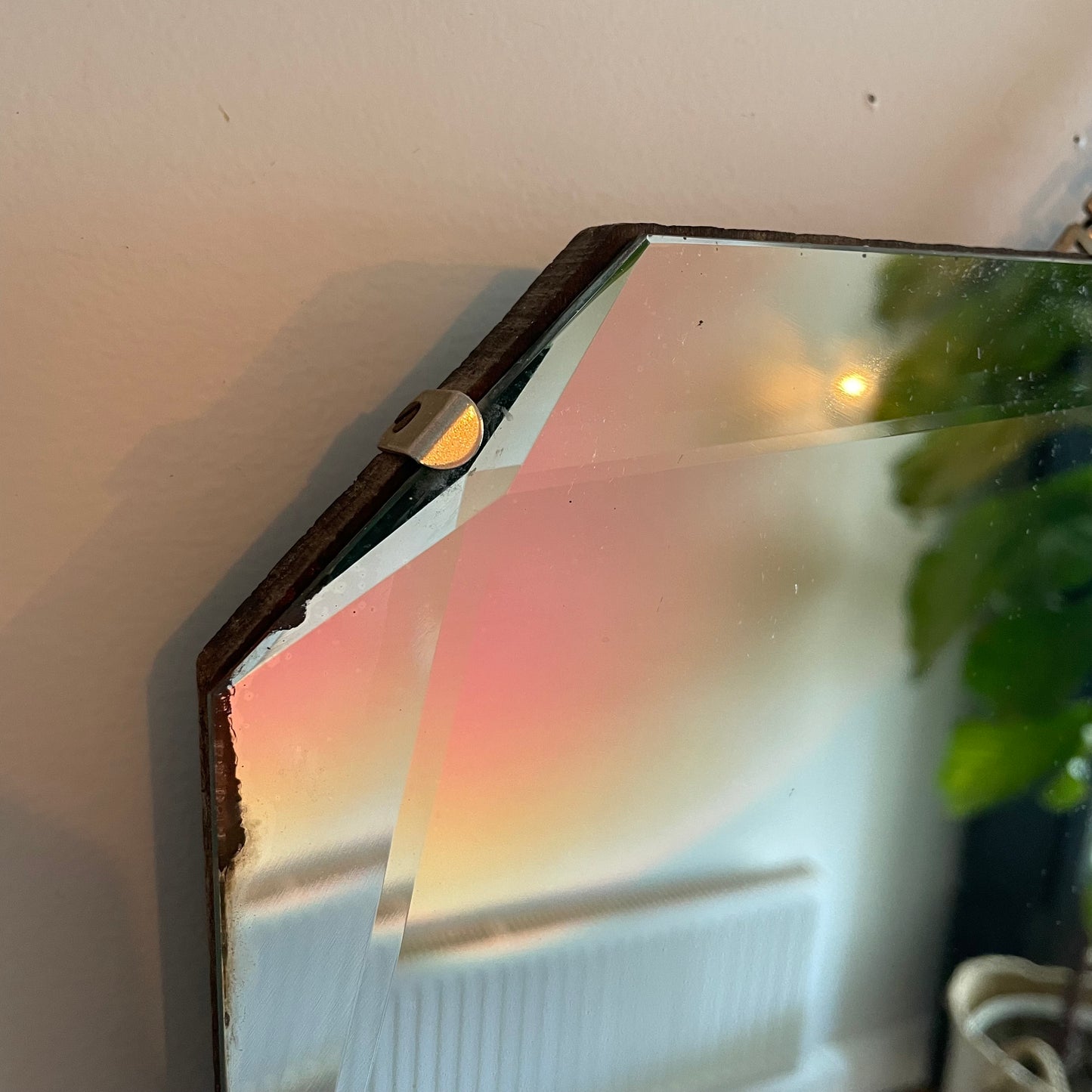 Antique beveled mirror - frameless Art deco mirror