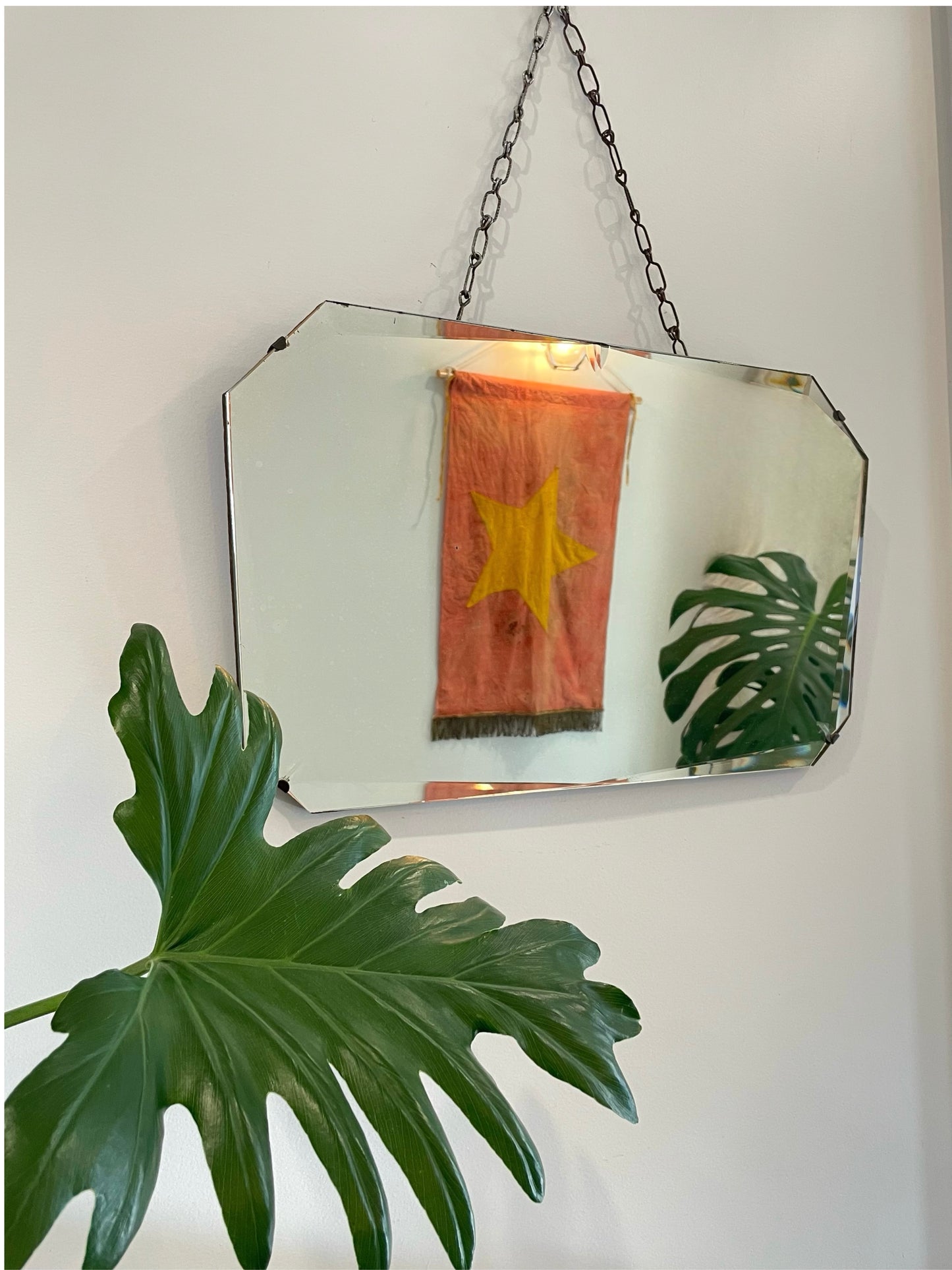Geometric art deco frameless mirror
