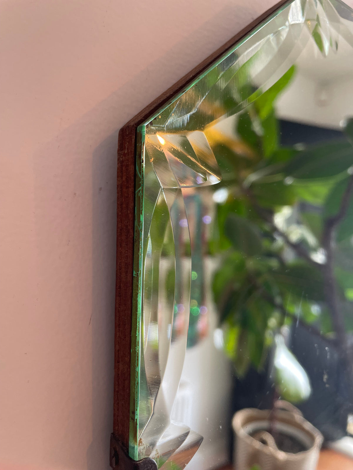 Antique mirror with marquis diamond beveled edges