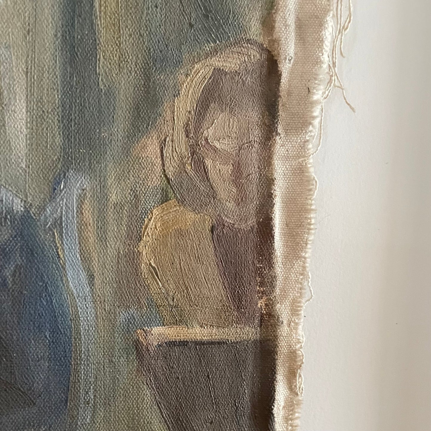 Juxtapositions - vintage oil painting on extra large loose canvas material - two sided classical nude artwork