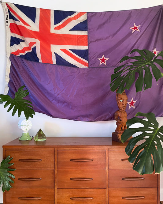 Vintage 1980s New Zealand flag - Nylon faded purple flag of Aotearoa NZ