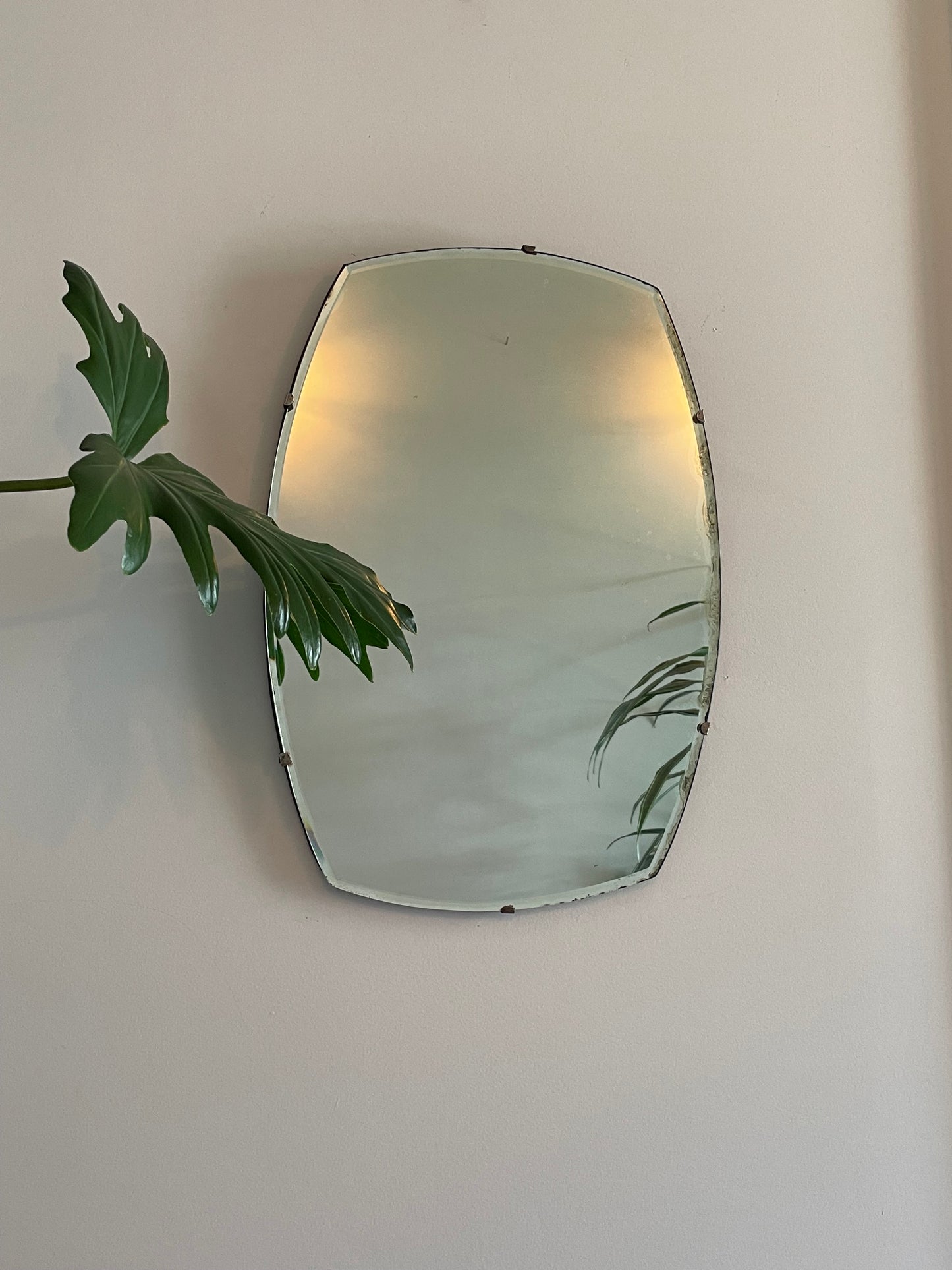 Antique beveled mirror - frameless oval mirror