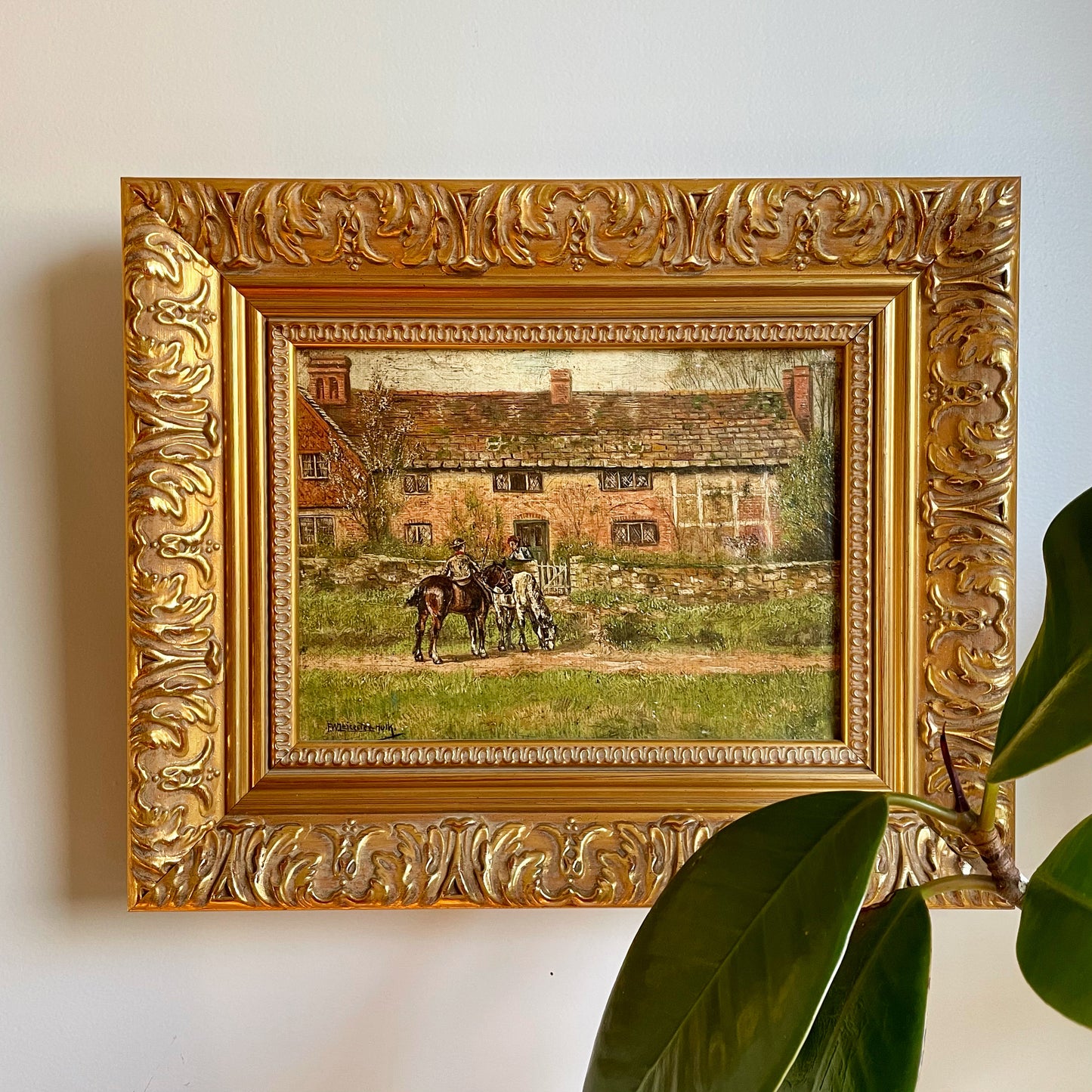 19th century oil painting of English countryside - signed Frederick William Leicester Hulk original artwork