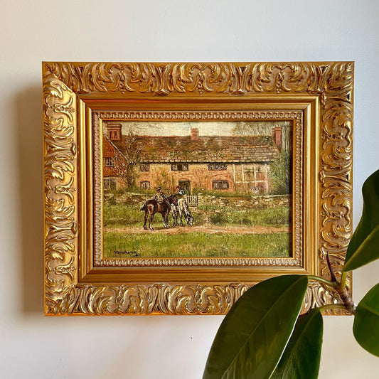 19th century oil painting of English countryside - signed Frederick William Leicester Hulk original artwork