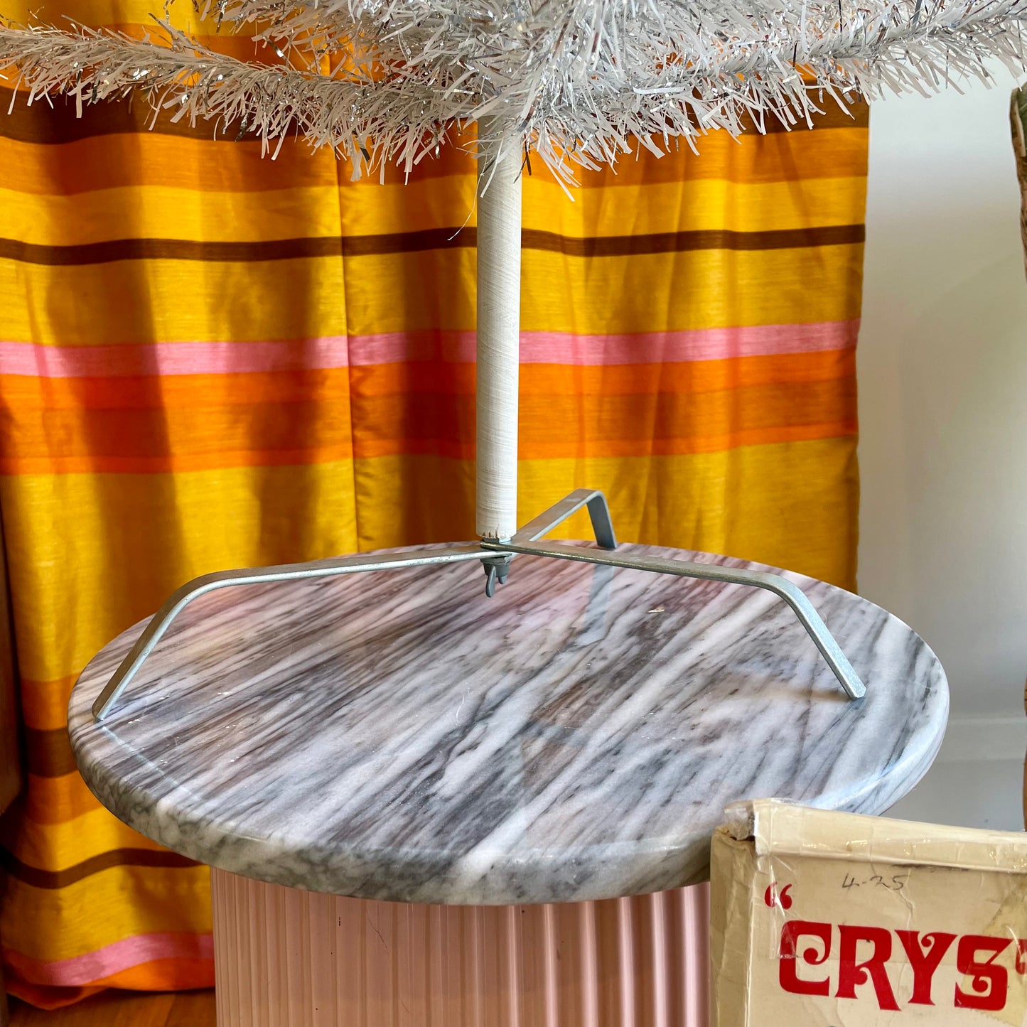 Swan Lake - feathery silver and white vintage 4 foot Christmas tree - midcentury modern tinsel xmas tree