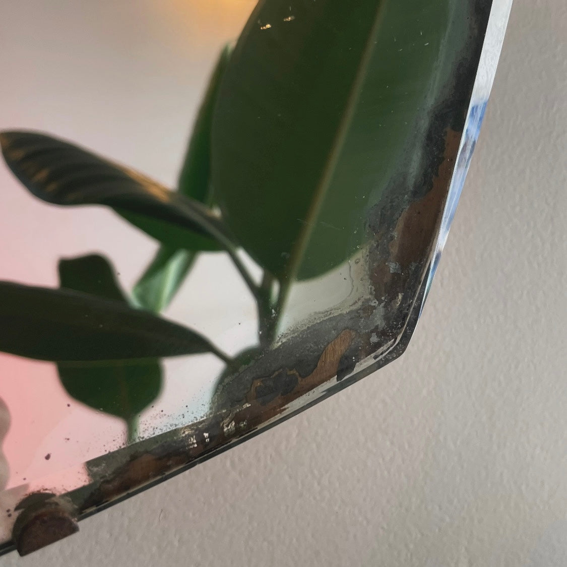 Retro mirror with beveled edges - vintage bathroom vanity mirror