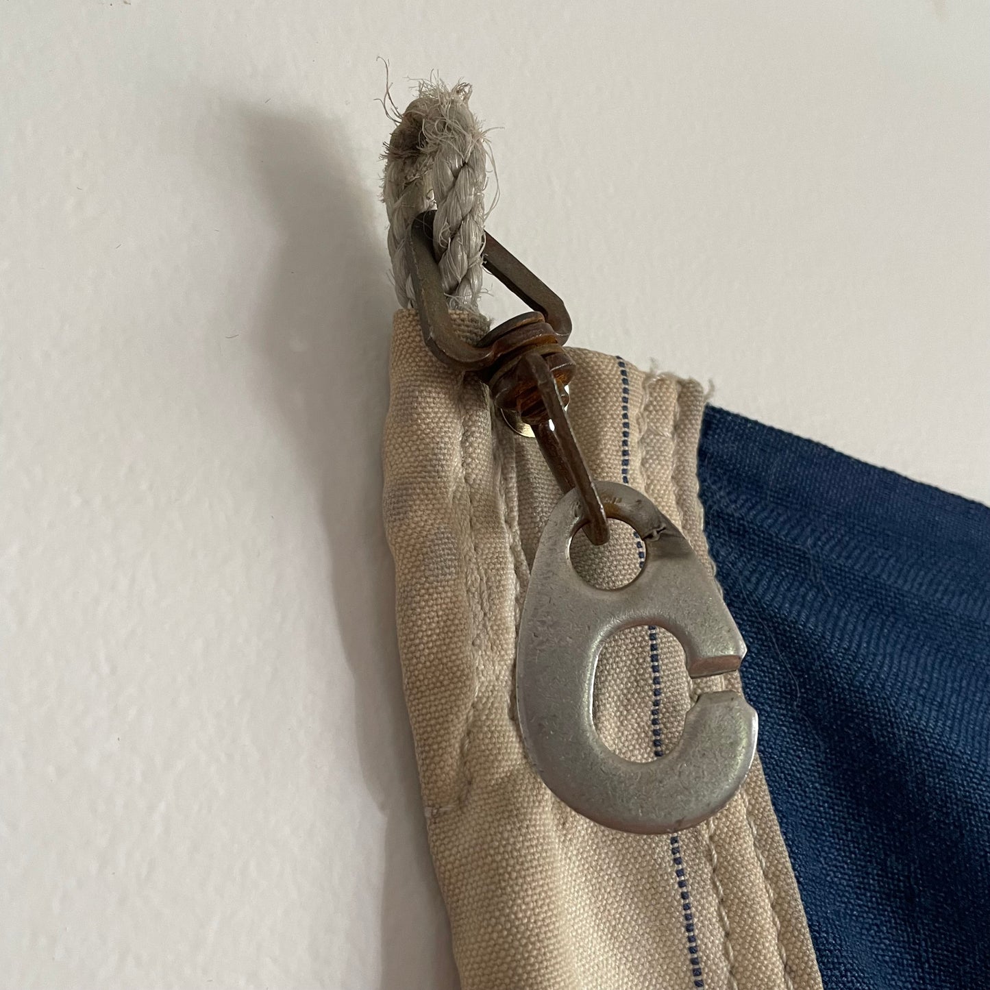 NZ post office flag - large wool and cotton stitched vintage New Zealand post flag