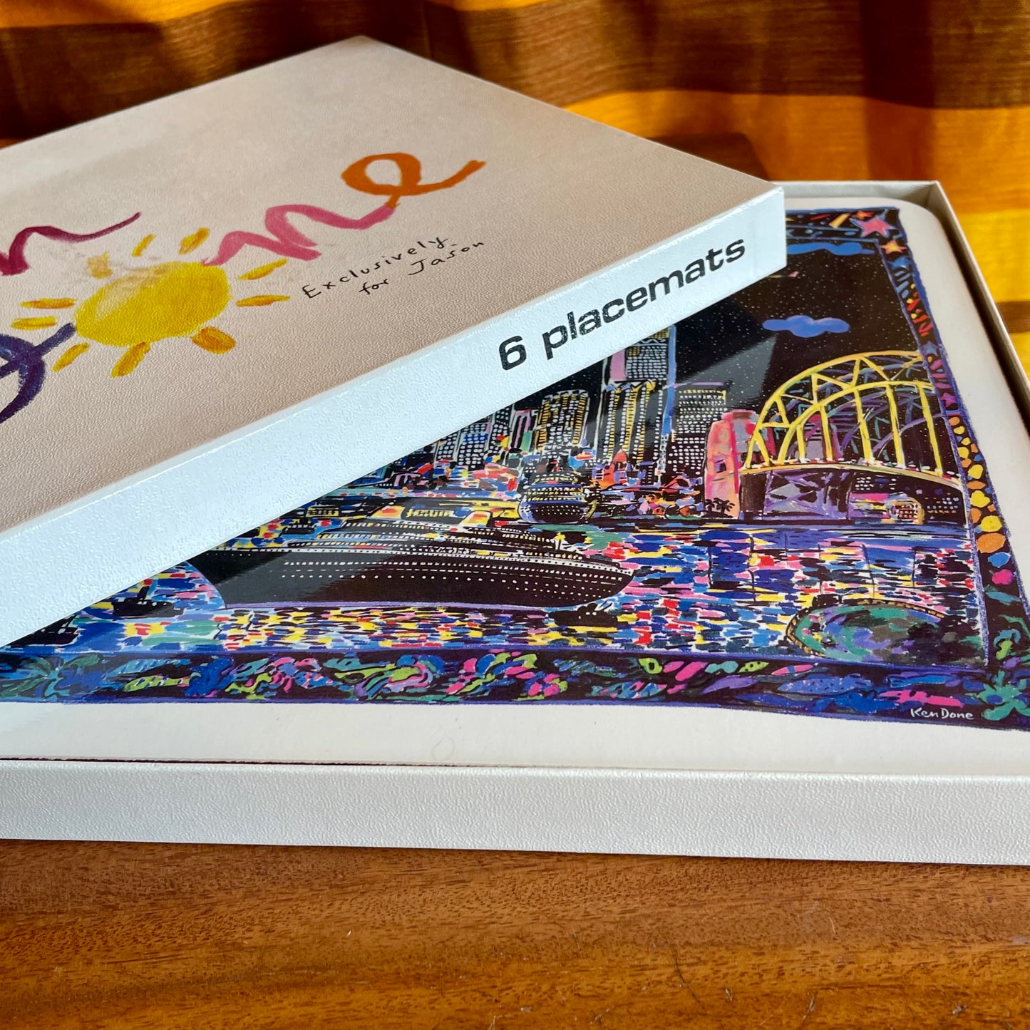 Set of 6 Ken Done Sydney Night placemats in original box