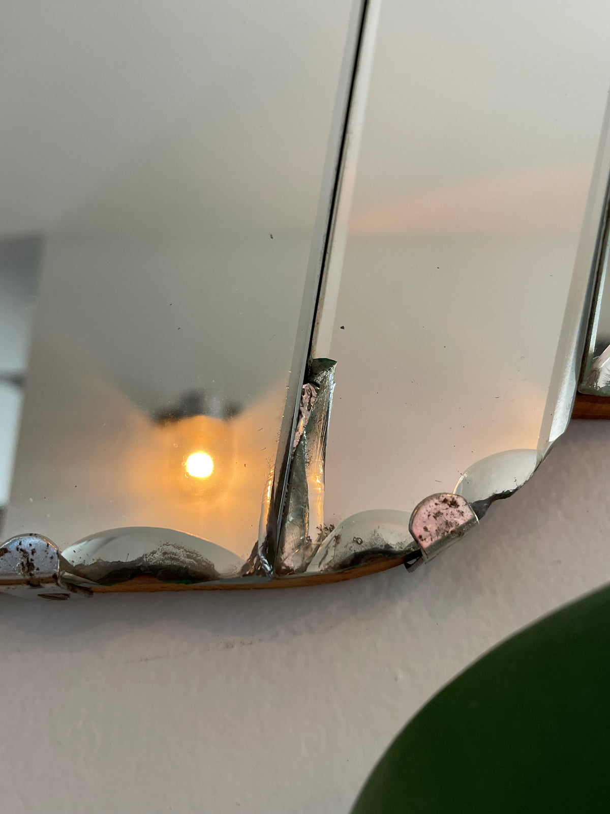 The Seashell Mirror - Vintage frameless mirror with tiered scalloped panels