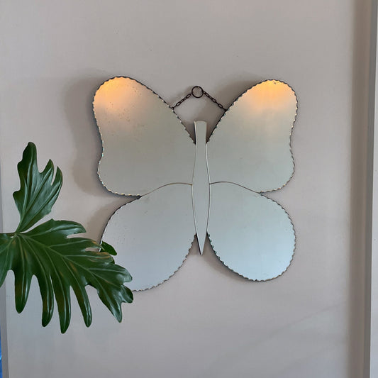 Vintage Butterfly mirror - Art Deco frameless beveled mirror shaped like a butterfly