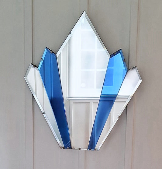 Coming soon! The Cathedral Mirror- Art Deco pointed mirror with cobalt blue glass panels