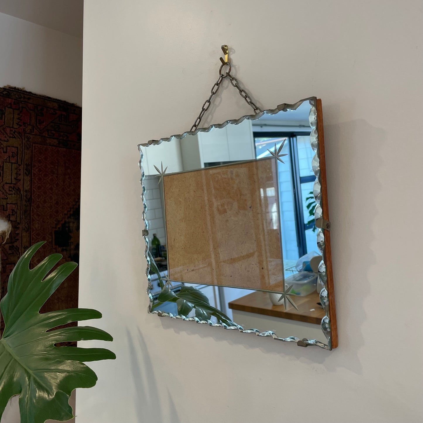 Art Deco mirror frame - vintage hanging picture frame with mirror surround