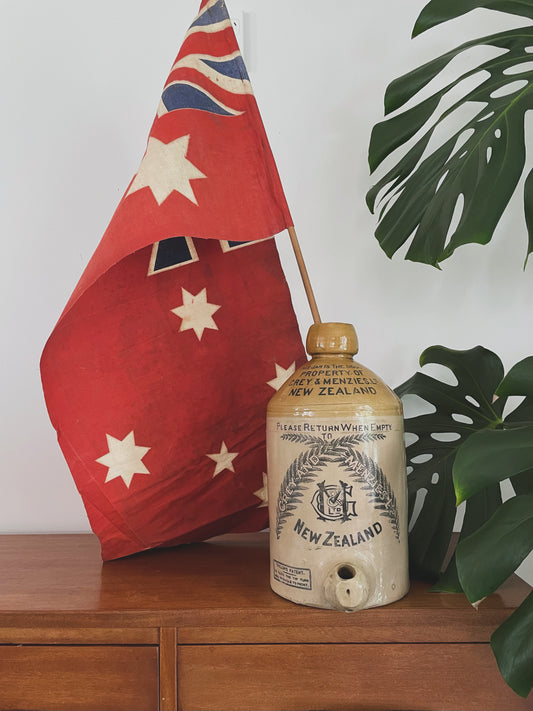 Antique painted parade flag - Australian Red Ensign Flag - vintage parade flag on pole