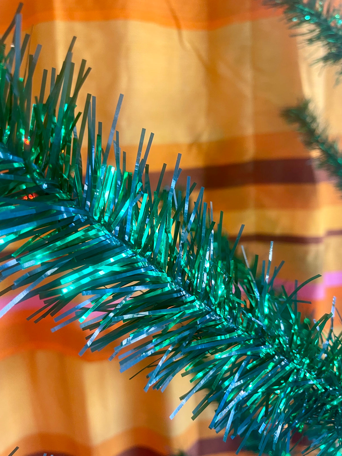 Authentic 6 foot vintage midcentury modern Christmas tree / vintage green tinsel tree