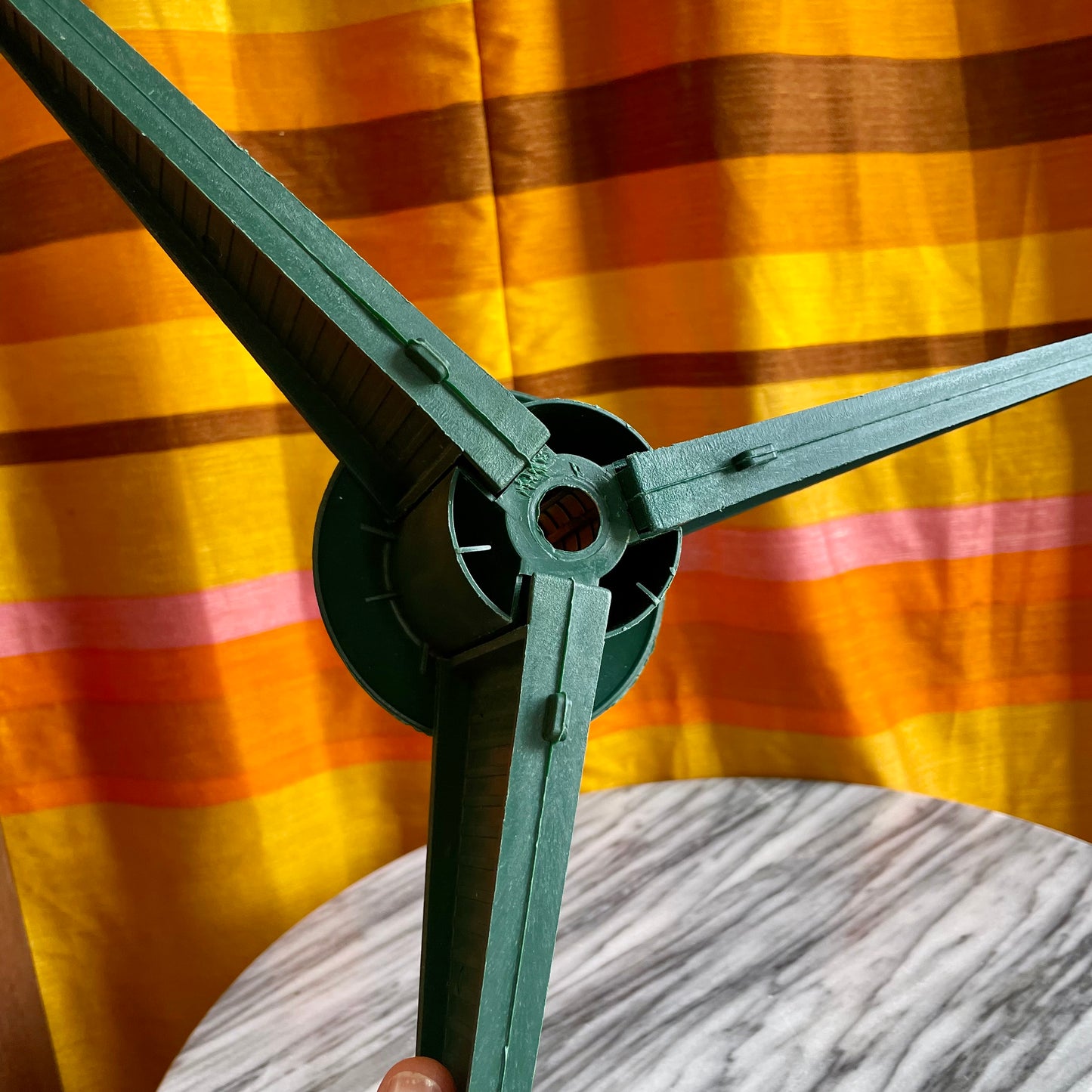 Vintage Christmas Tree Stand / green plastic collapsible Xmas tree stand