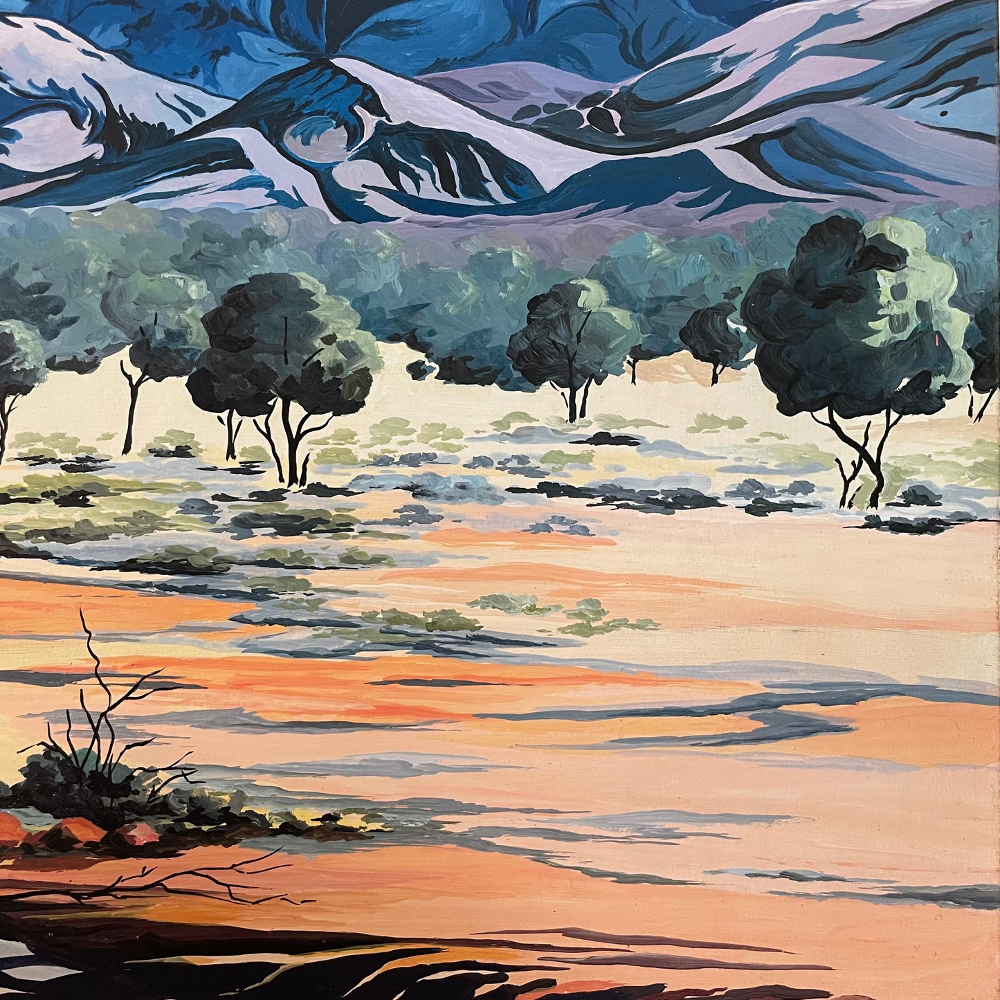 1974 Study of painting by Australia aboriginal artist Albert Namatjira