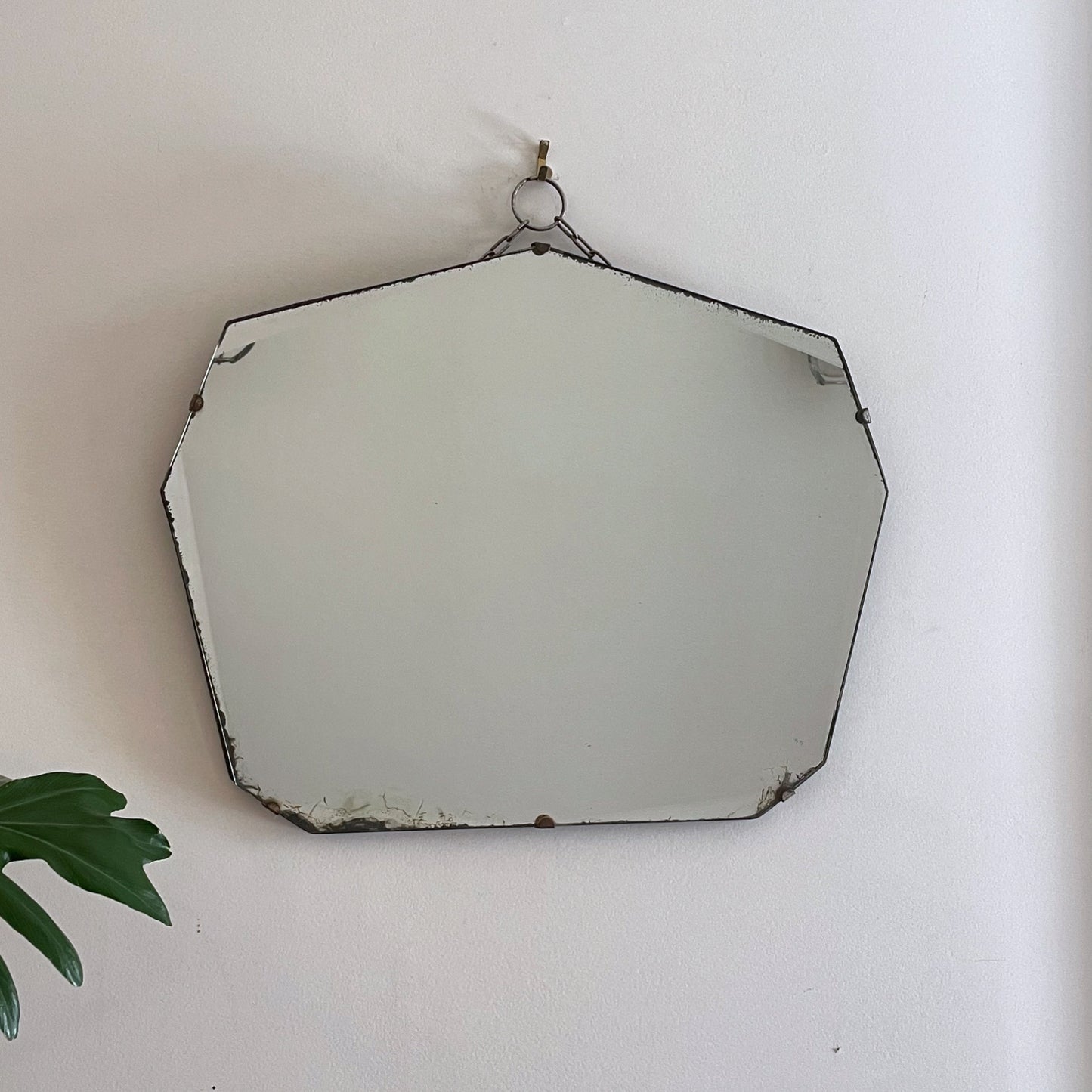 Frameless Art Deco mirror with pointed top