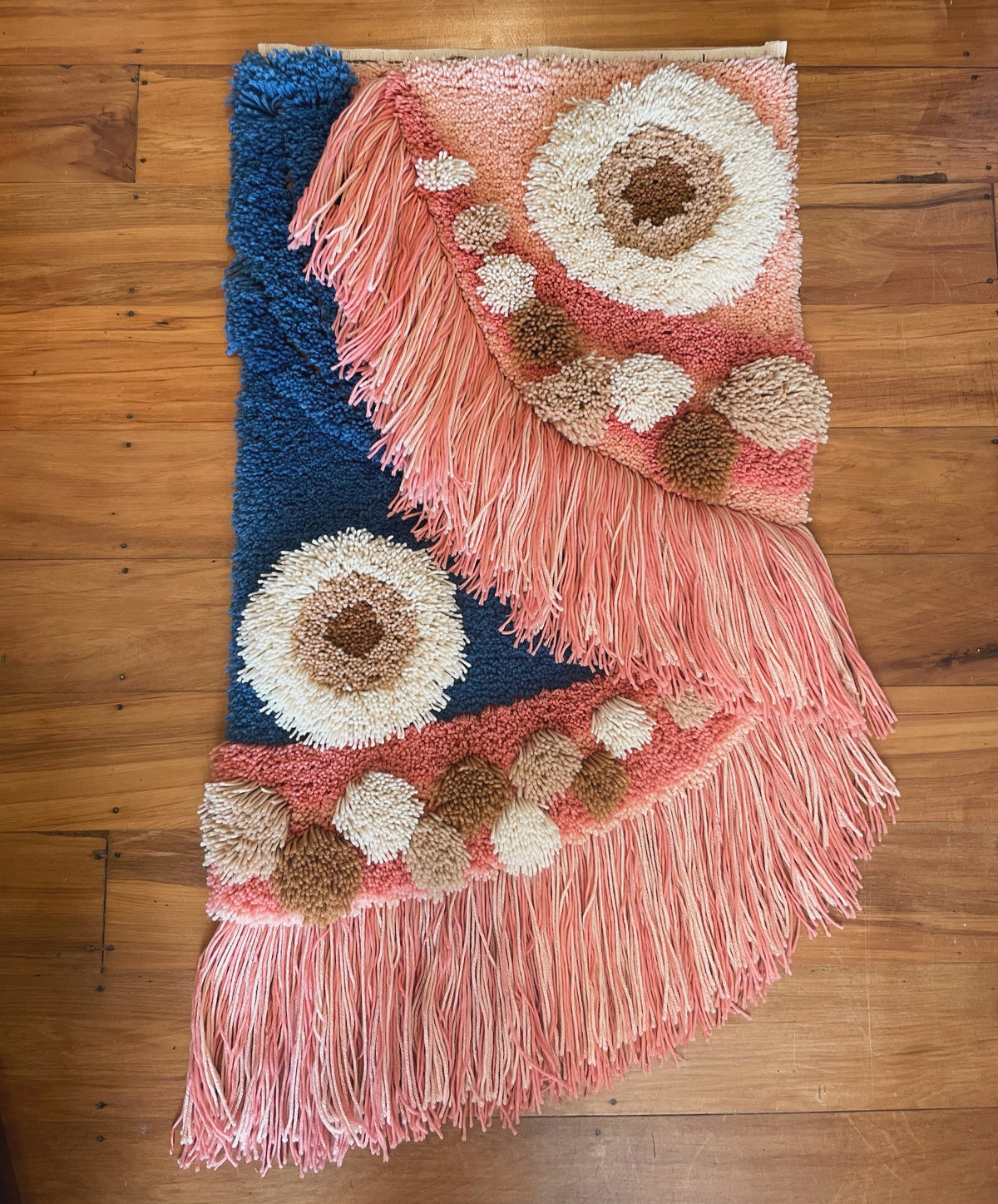 The Great Barrier Reef tapestry - vintage latch hook 3D macrame wall hanging