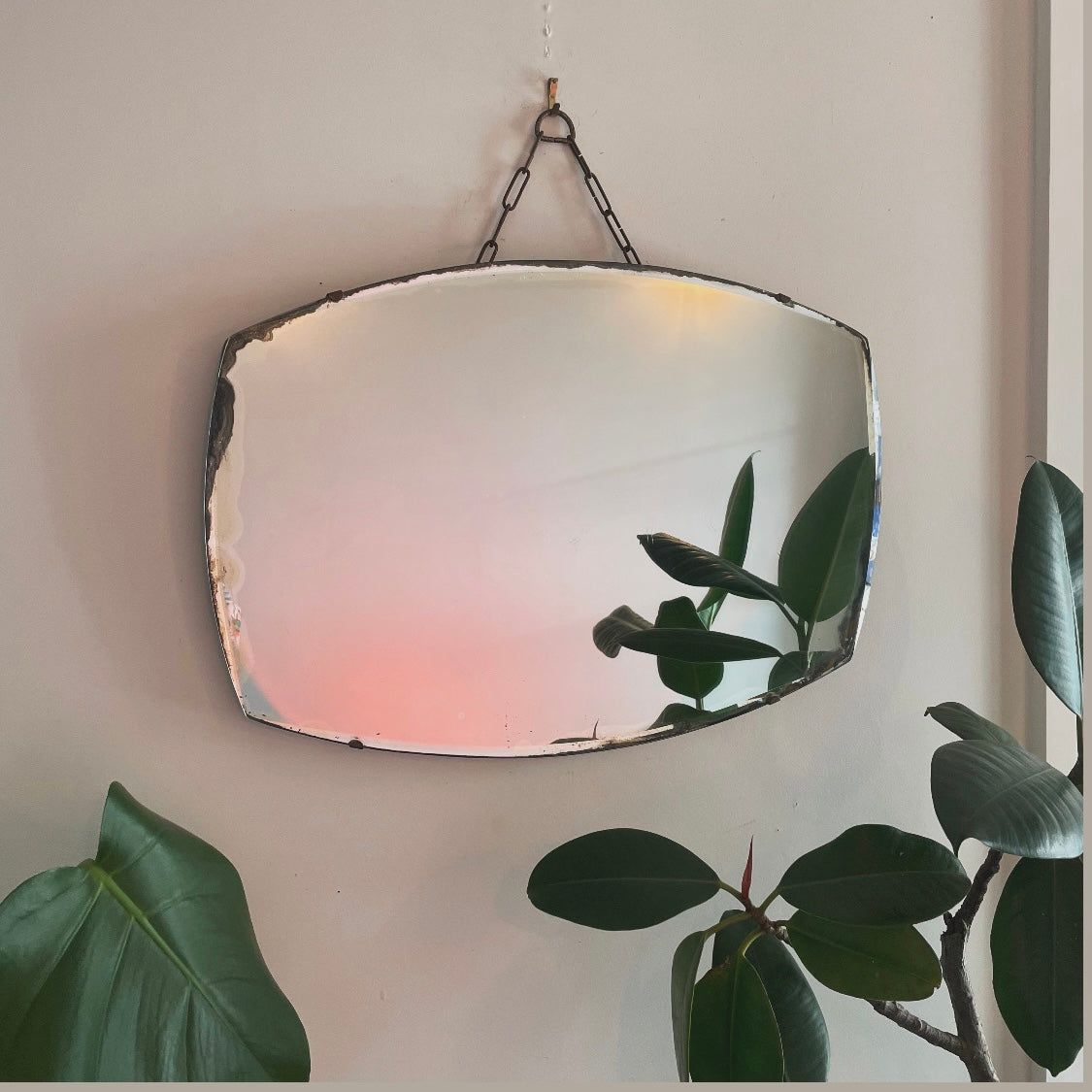 Retro mirror with beveled edges - vintage bathroom vanity mirror