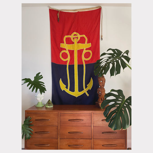 Vintage nautical anchor flag from New Zealand - maritime signal flag - Flag of the Royal NZ Navy Board